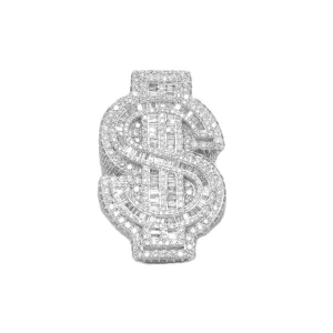 10K White Gold 3D Dollar Ring 5.84CT 1.48"