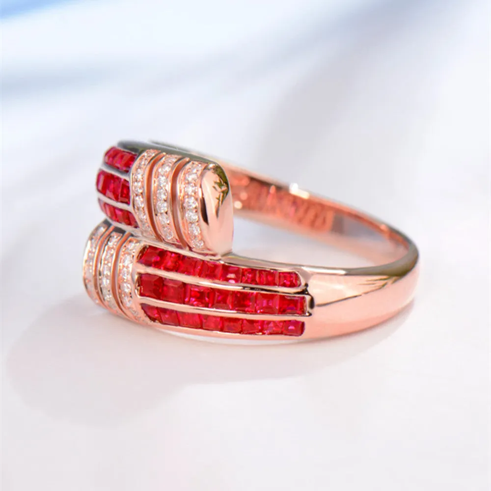 1.1CTW Diamond and Ruby Wrap Ring