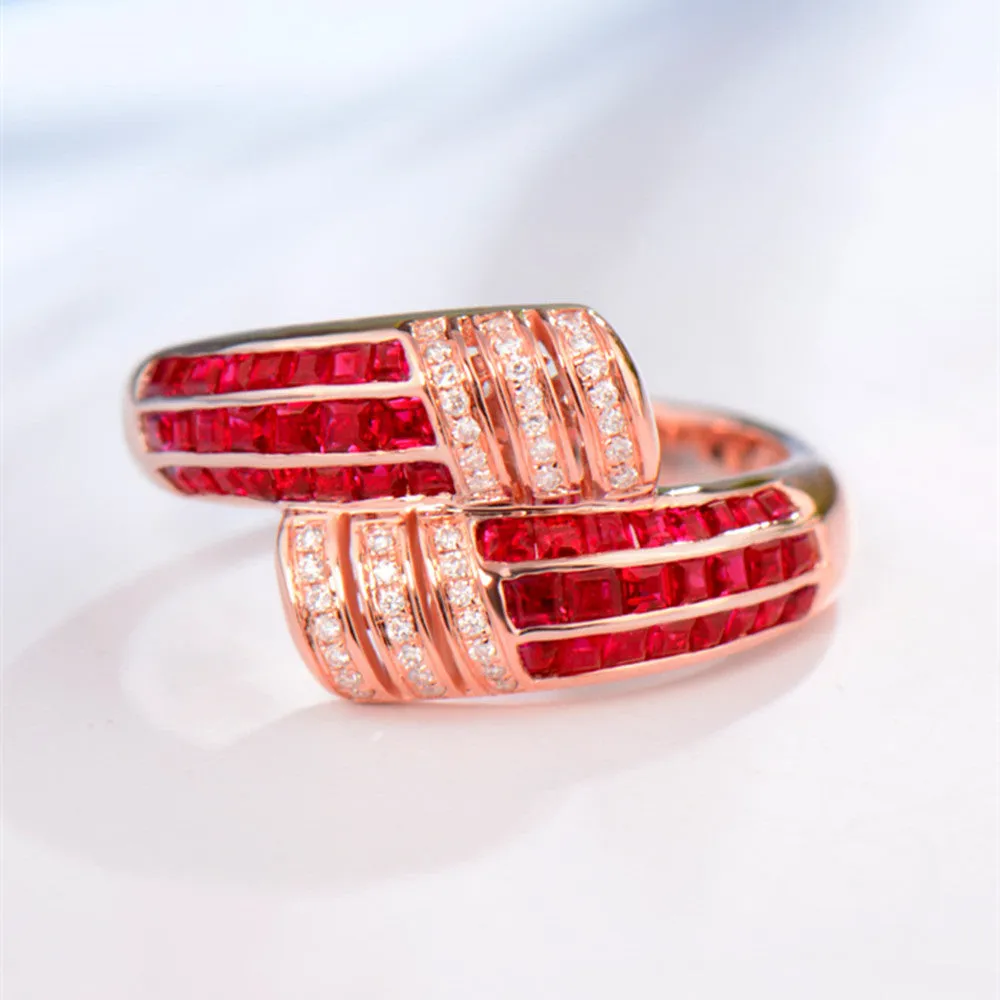 1.1CTW Diamond and Ruby Wrap Ring