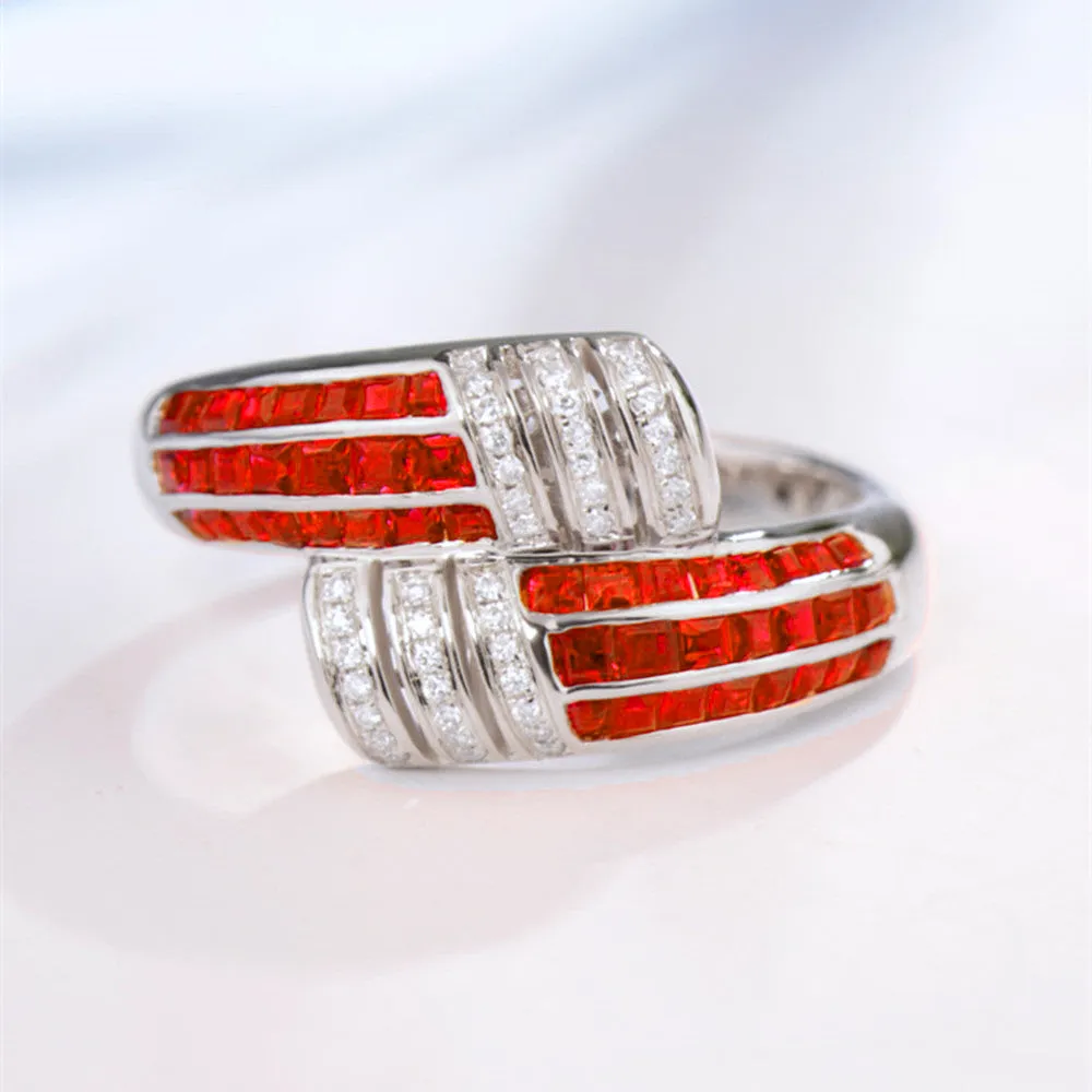1.1CTW Diamond and Ruby Wrap Ring