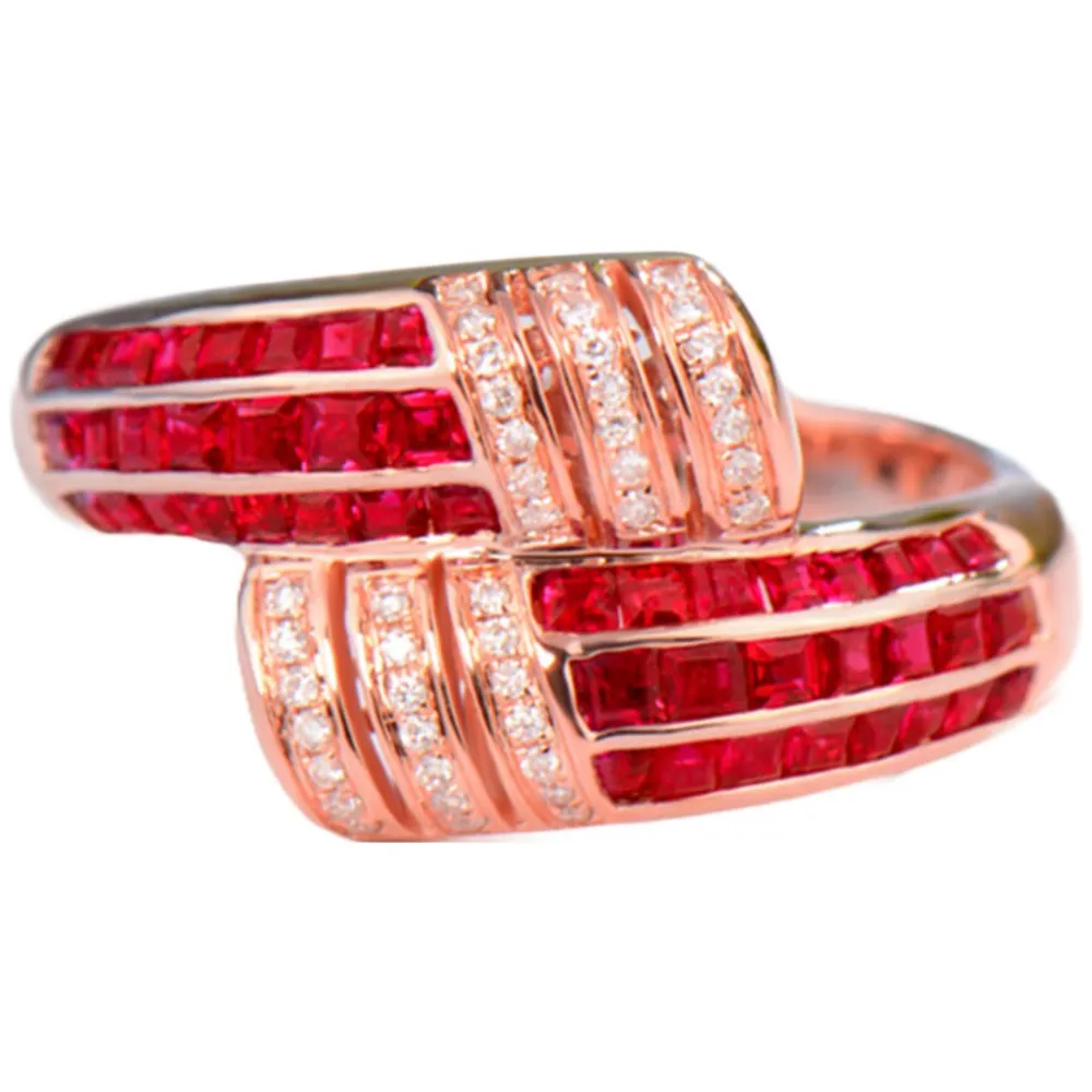 1.1CTW Diamond and Ruby Wrap Ring