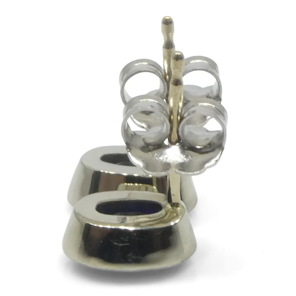1.32ct Oval Blue Sapphire Stud Earrings set in 14k White Gold