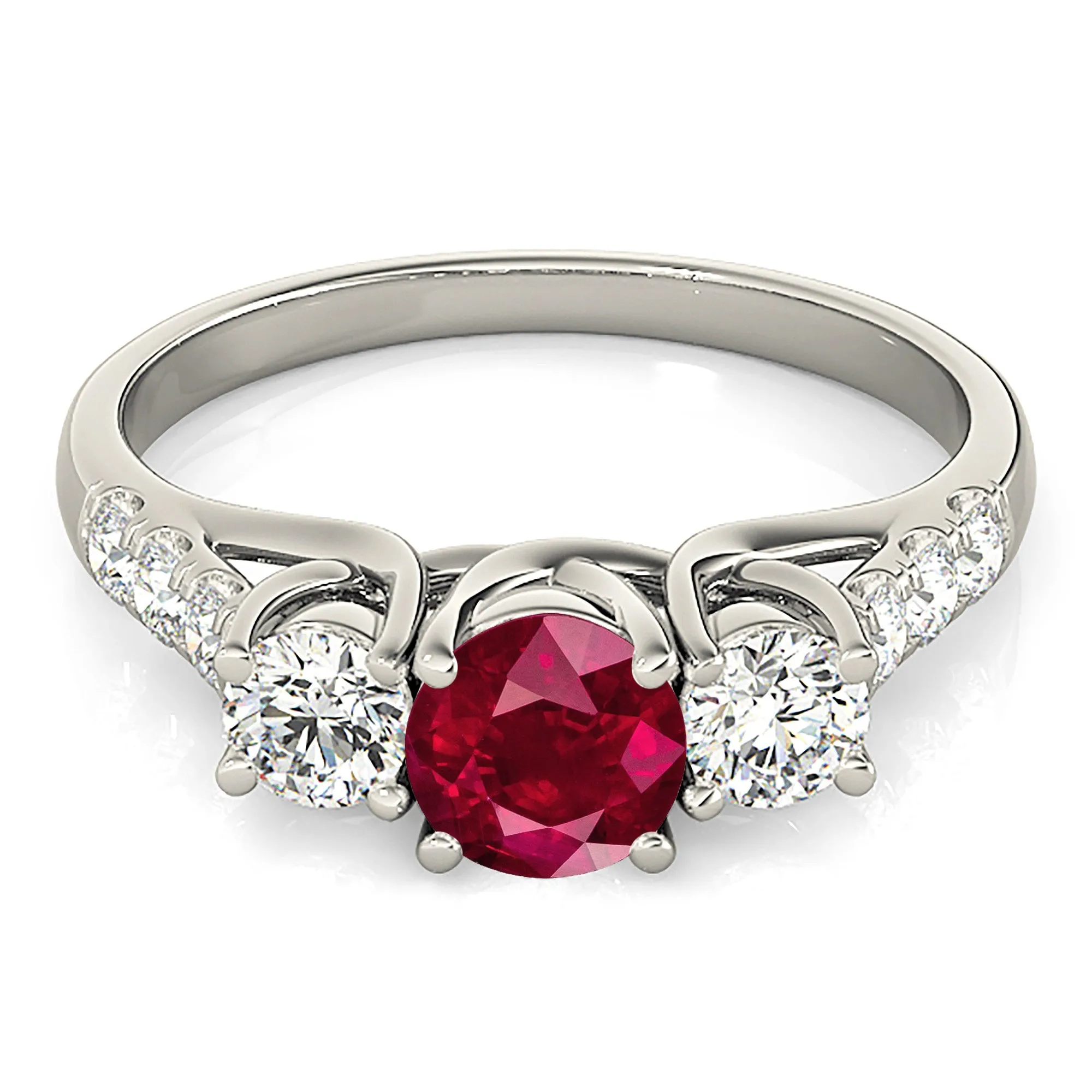 1.35 ct. Genuine Ruby Ring With Diamonds And Solitaire band