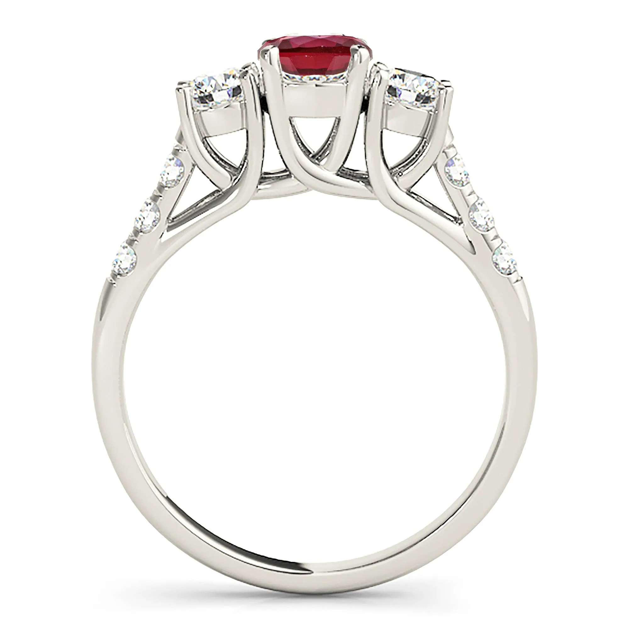 1.35 ct. Genuine Ruby Ring With Diamonds And Solitaire band