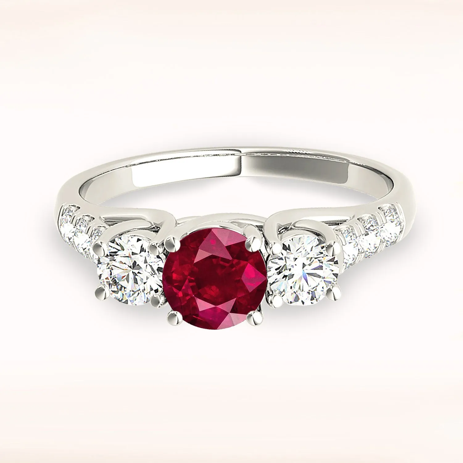 1.35 ct. Genuine Ruby Ring With Diamonds And Solitaire band
