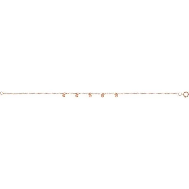 14K Rose Beaded 5-Station 7" Bracelet