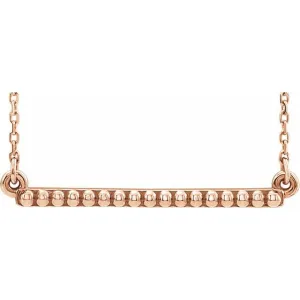 14K Rose Beaded Bar 16-18" Necklace