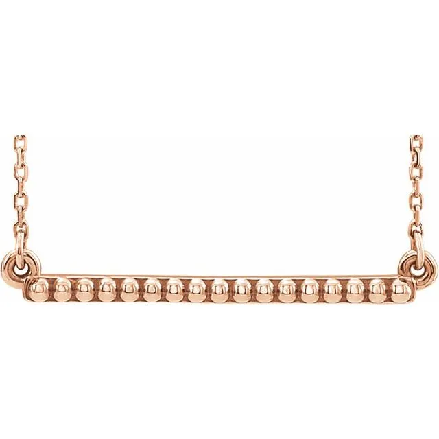 14K Rose Beaded Bar 16-18" Necklace
