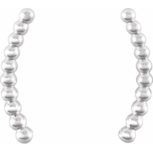 14K White Beaded Ear Climbers
