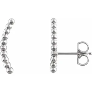 14K White Beaded Ear Climbers