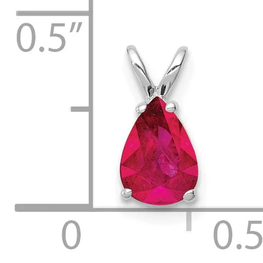 14k White Gold Ruby Pendant