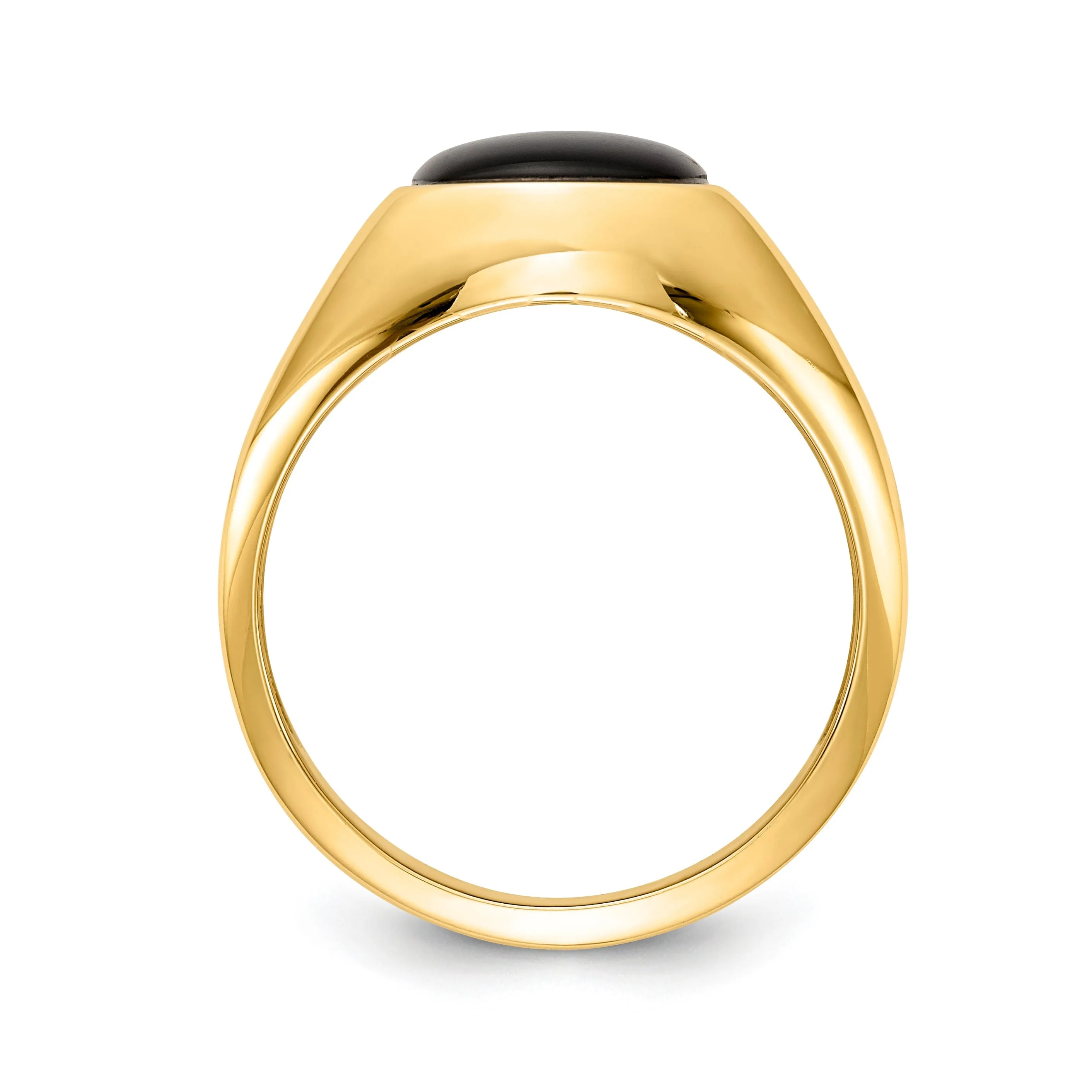 14k Yellow Gold Polished Men's Onyx Diamond Ring