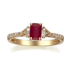 14K Yellow Gold Ruby Ring