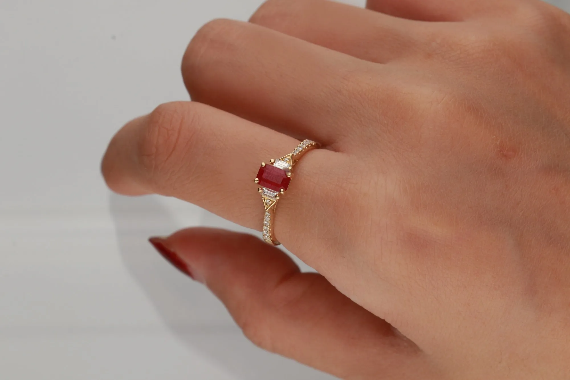 14K Yellow Gold Ruby Ring