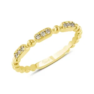 14KT Yellow Gold Beaded Band with 0.08ctw diamonds, G/H-VS2/...