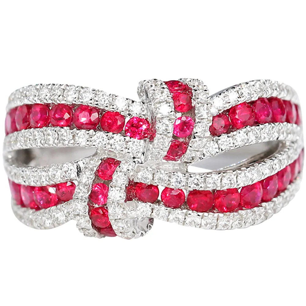 1.5CTW Diamond and Ruby Knot Statement Ring