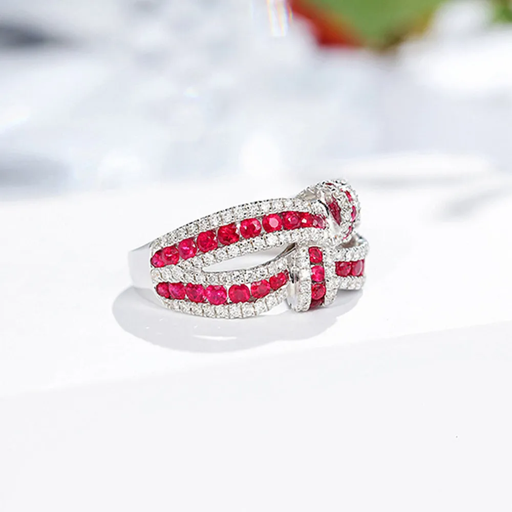 1.5CTW Diamond and Ruby Knot Statement Ring