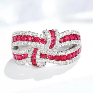 1.5CTW Diamond and Ruby Knot Statement Ring
