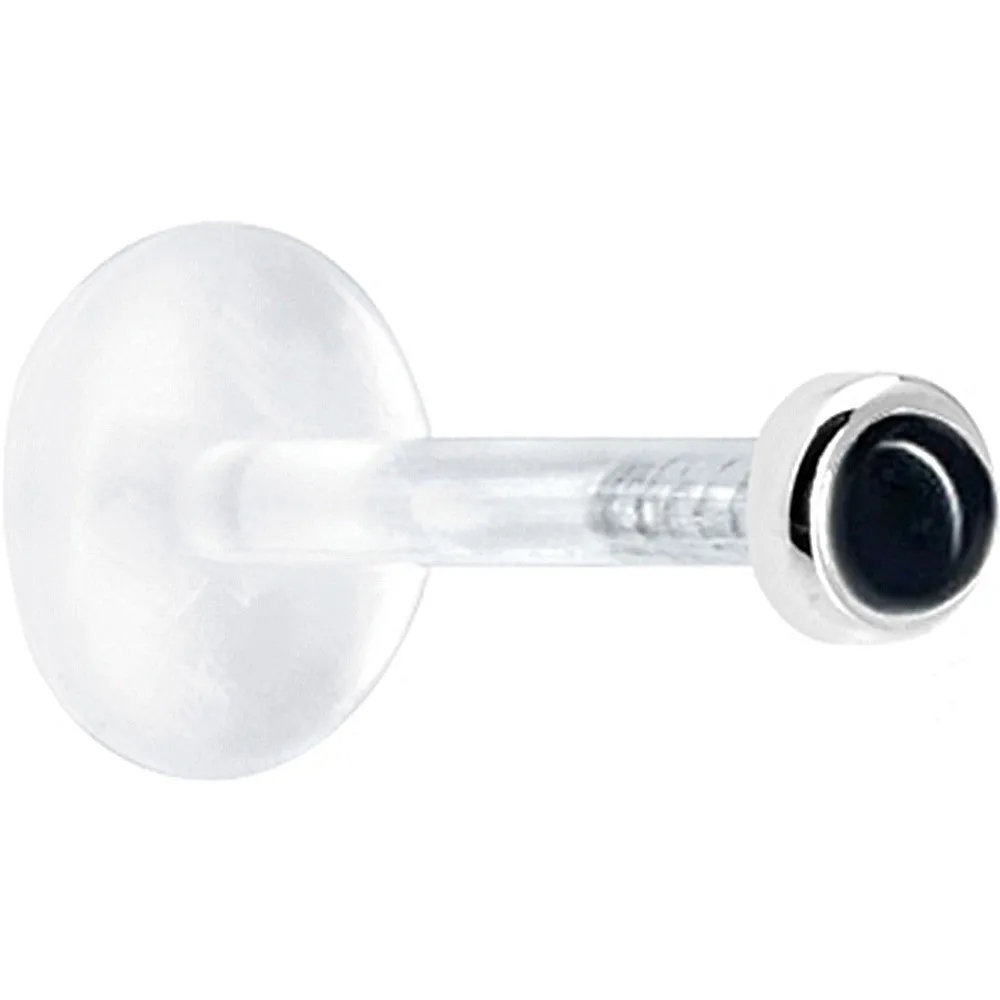 16 Gauge 1/4 Solid 14KT White Gold 2mm Genuine Onyx Bioplast Tragus Earring Stud