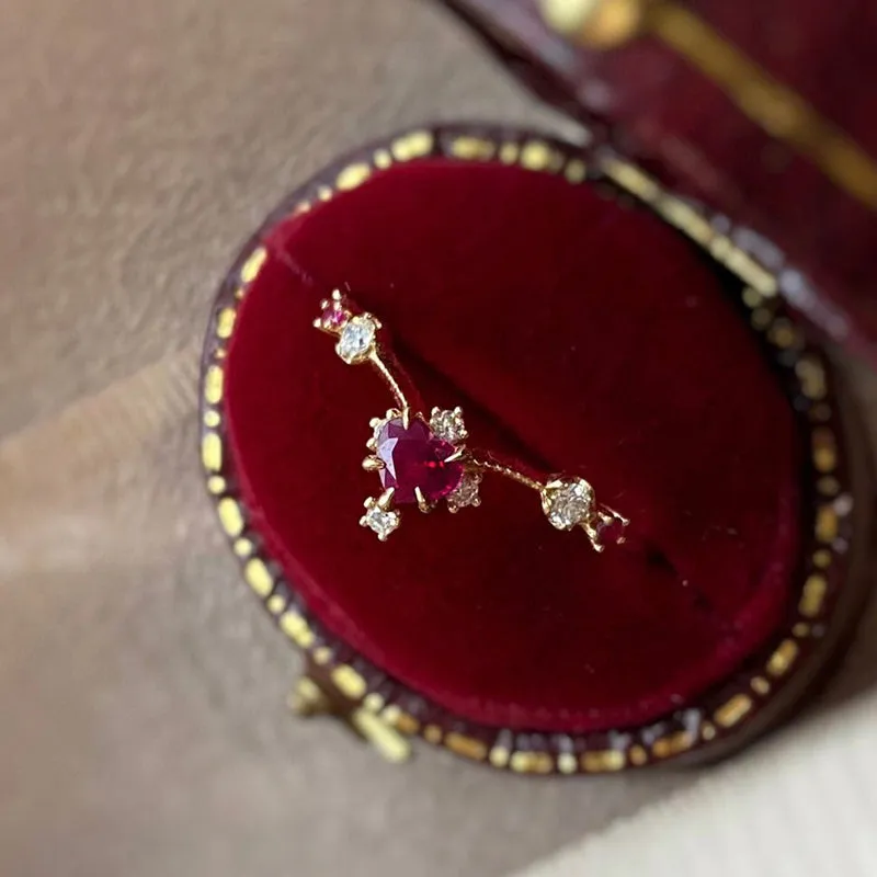 18K Gold Heart Shape 0.25ct Natural Ruby Ring