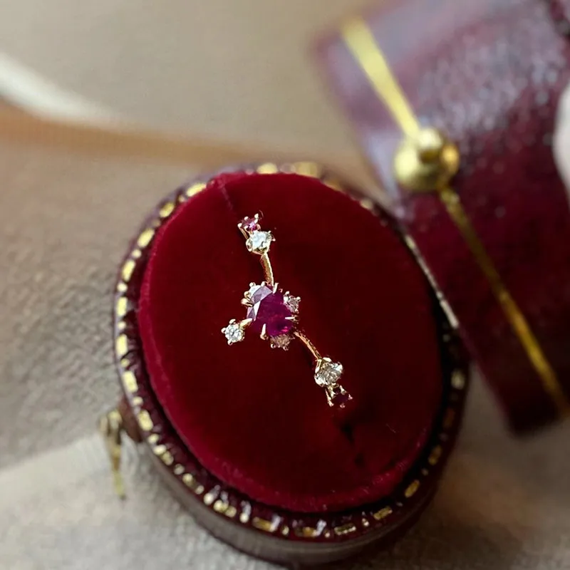 18K Gold Heart Shaped 0.25ct Natural Ruby Vintage Gemstone Ring