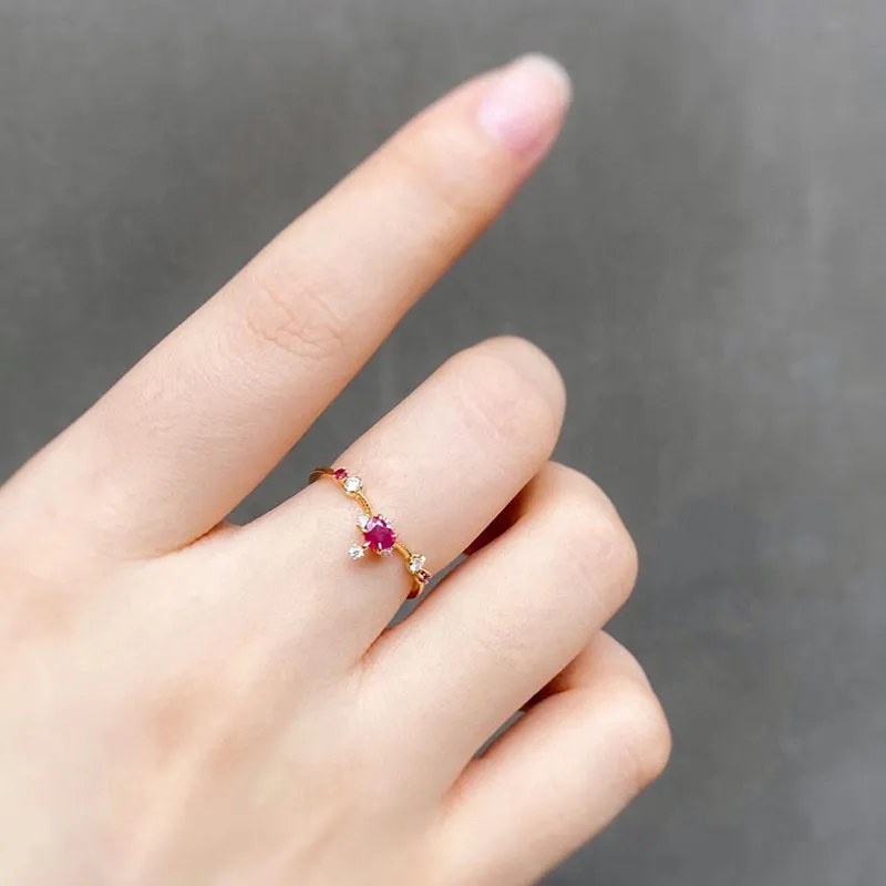 18K Gold Heart Shaped 0.25ct Natural Ruby Vintage Gemstone Ring