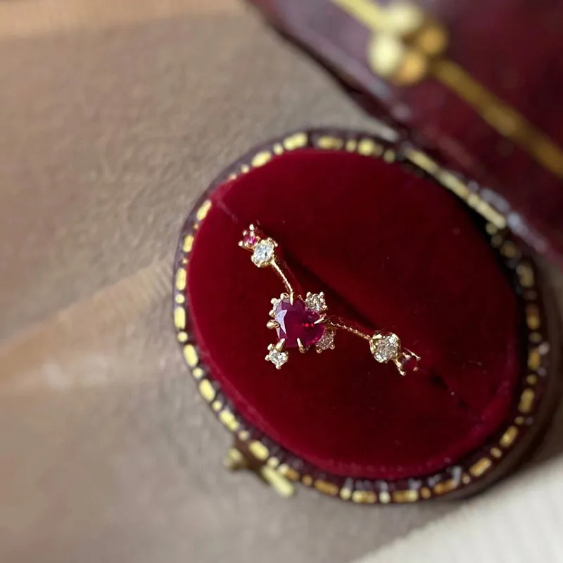 18K Gold Heart Shaped 0.25ct Natural Ruby Vintage Gemstone Ring