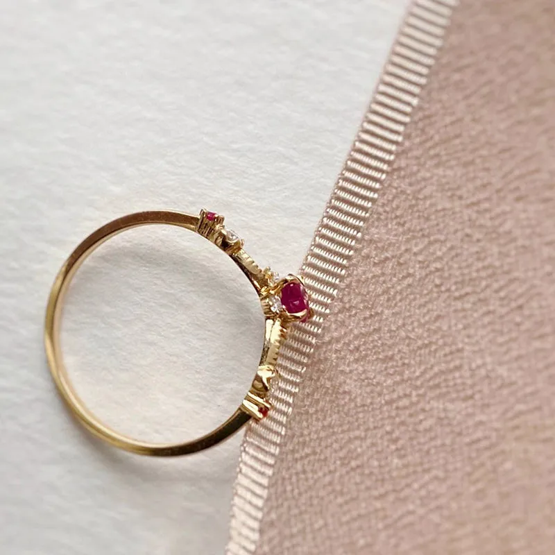 18K Gold Heart Shaped 0.25ct Natural Ruby Vintage Gemstone Ring
