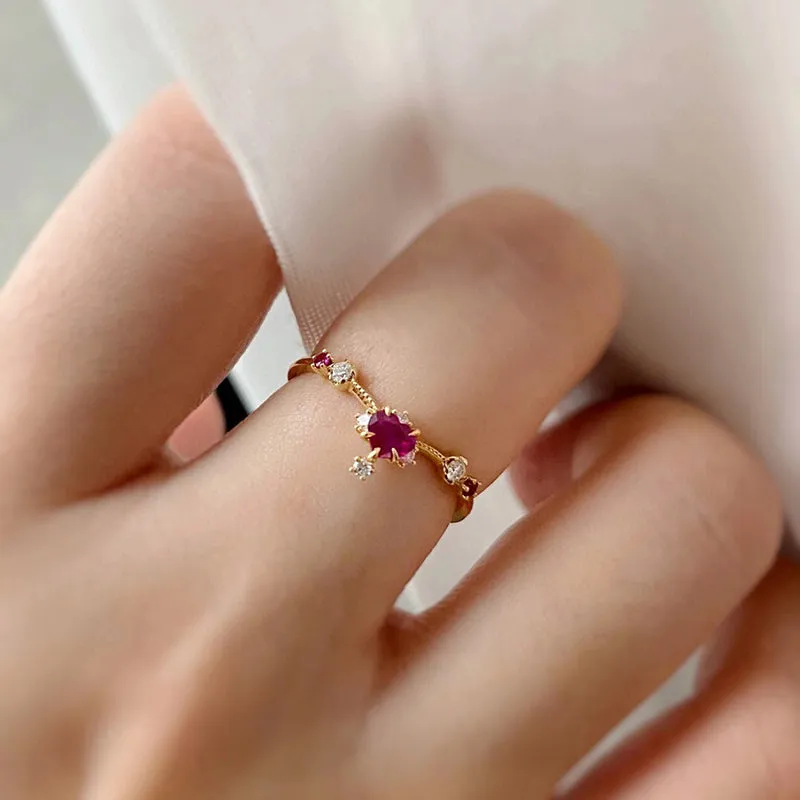 18K Gold Heart Shaped 0.25ct Natural Ruby Vintage Gemstone Ring
