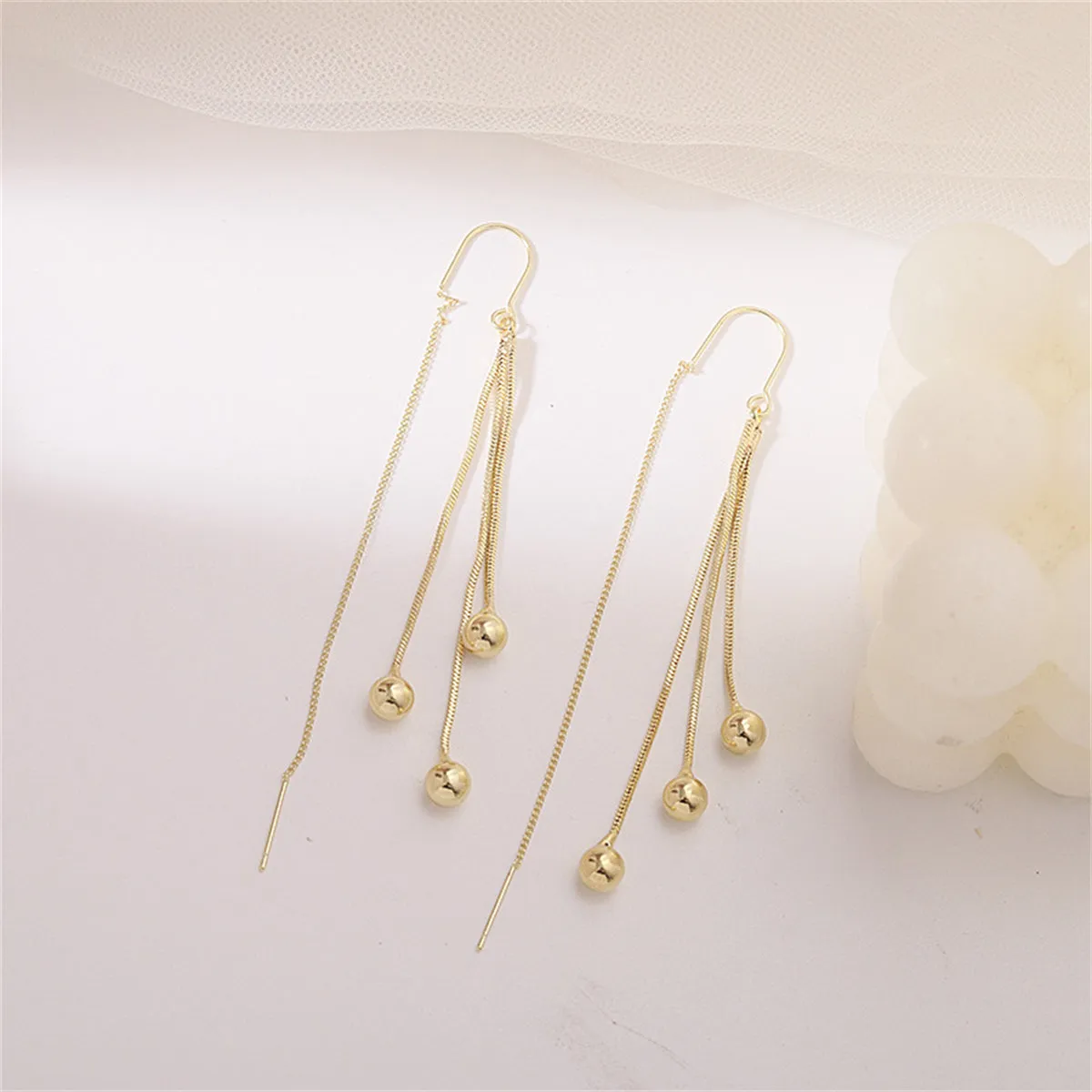 18K Gold-Plated Beaded Threader Earrings