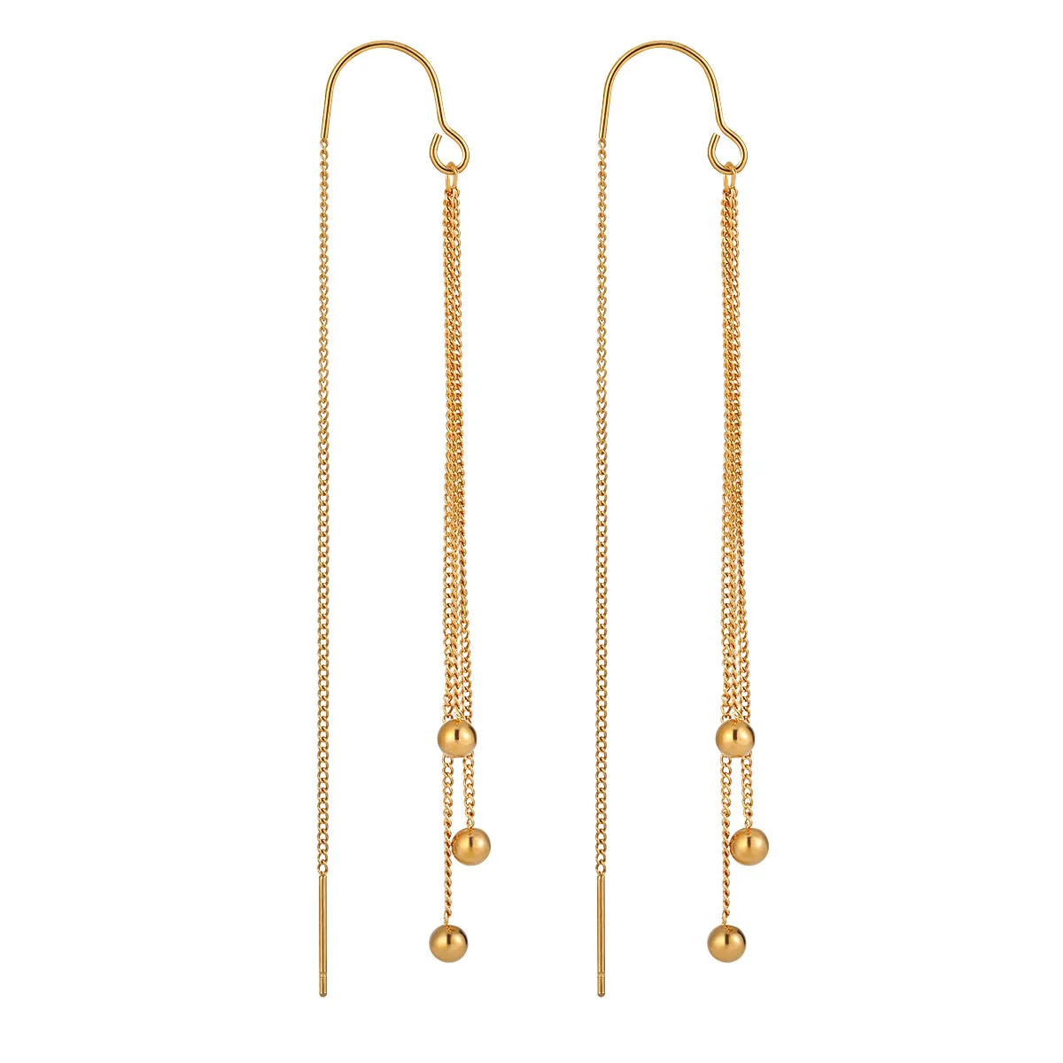 18K Gold-Plated Beaded Threader Earrings