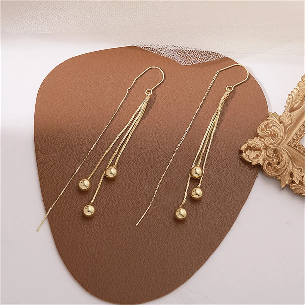 18K Gold-Plated Beaded Threader Earrings