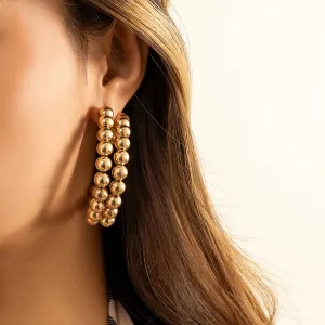 18K Gold-Plated Stacked Beaded Hoop Earrings