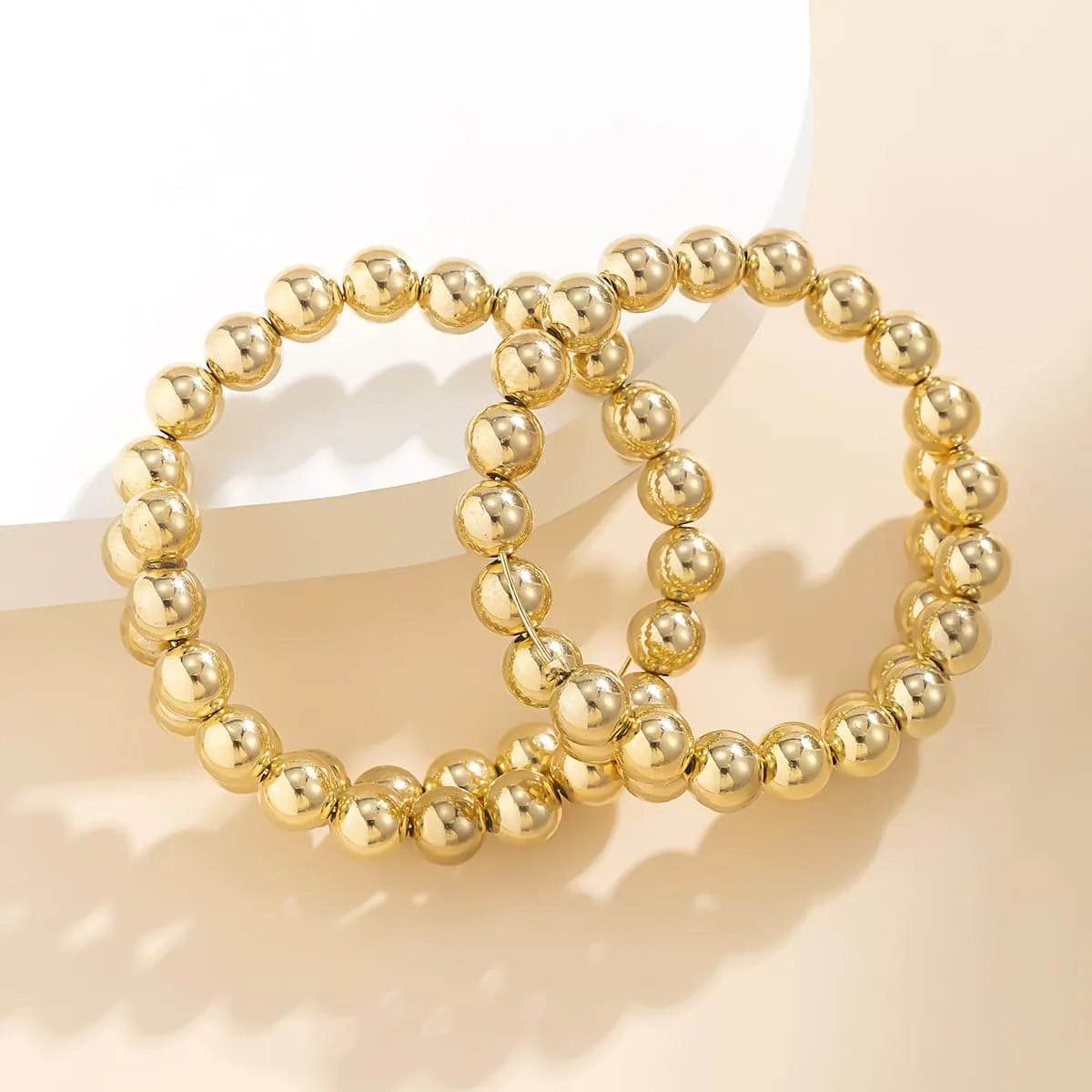 18K Gold-Plated Stacked Beaded Hoop Earrings