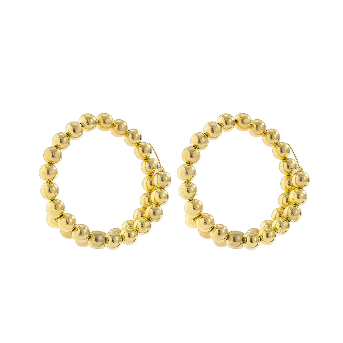 18K Gold-Plated Stacked Beaded Hoop Earrings