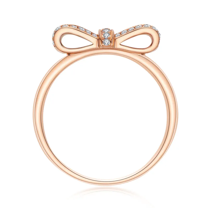 18K Rose Gold 0.35ct Ruby Natural Gemstone Knot Ring Exclusively Handcrafted 0.149ct Natural Diamond (H-F Color, VS1-VS2 Clarity)