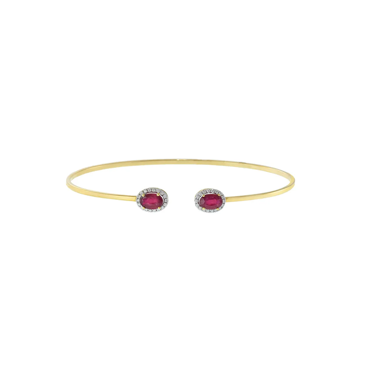 18KT Yellow Gold Flex Diamond And Ruby Bangle Bracelet