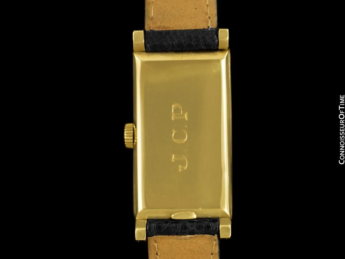 1930's Patek Philippe Long Vintage Mens Rectangular Art Deco Watch - 18K Gold