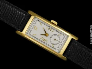 1930's Patek Philippe Long Vintage Mens Rectangular Art Deco Watch - 18K Gold