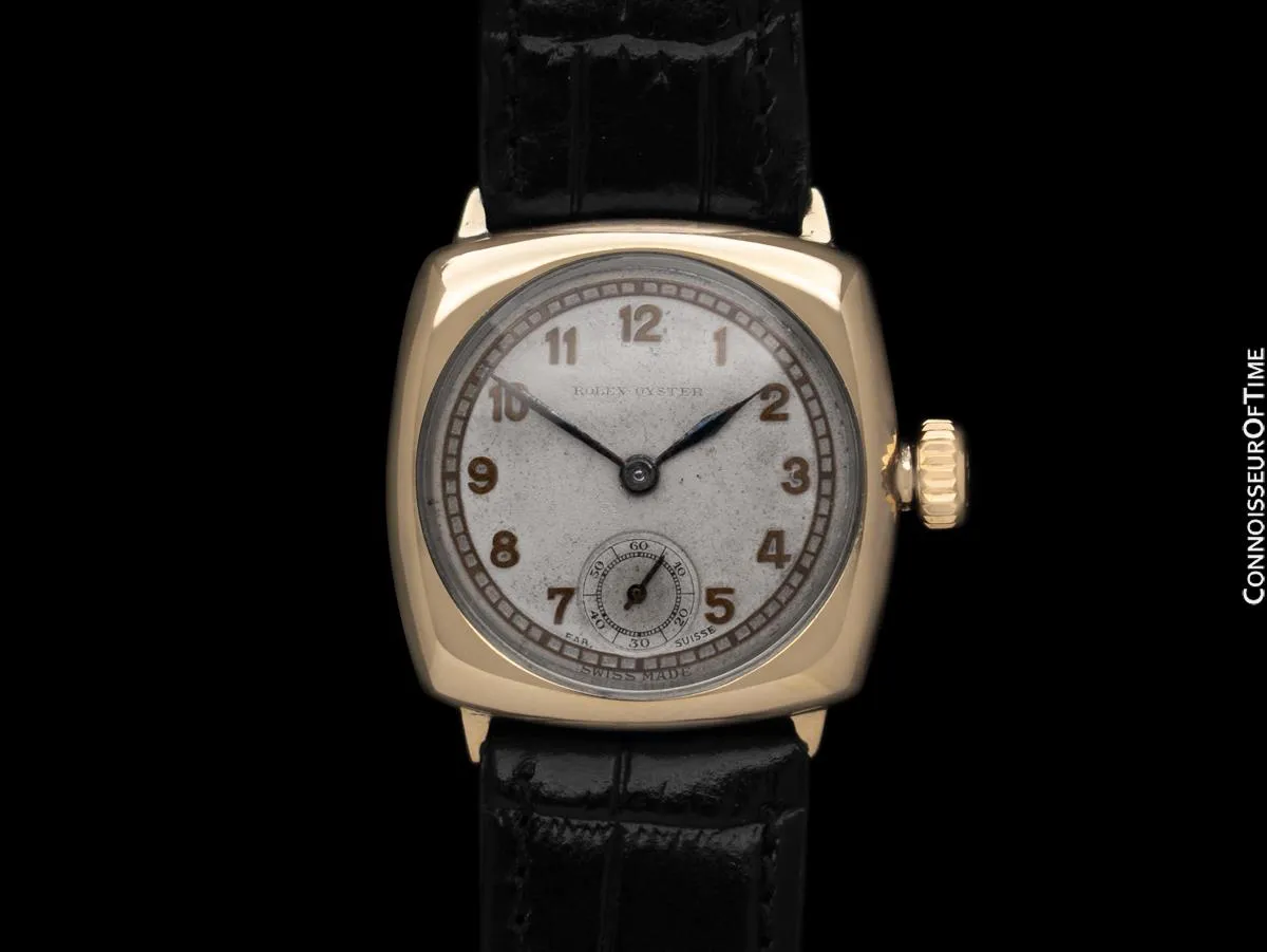 1935 Rolex Rare Early Oyster Vintage Mens 9K Gold Watch