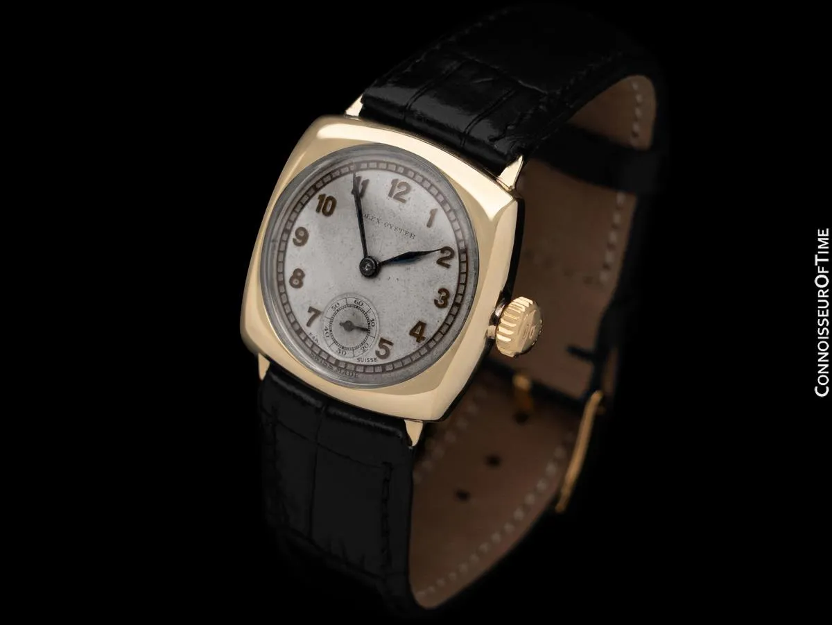 1935 Rolex Rare Early Oyster Vintage Mens 9K Gold Watch