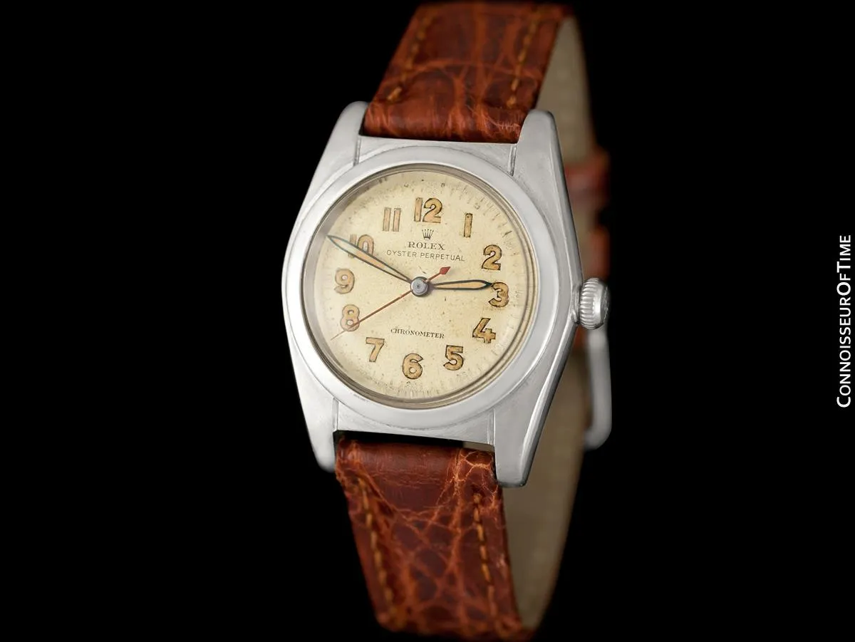 1946 Rolex Vintage Mens WWII Era Bubbleback, Ref. 2940, Stainless Steel - Very Fine & Rare