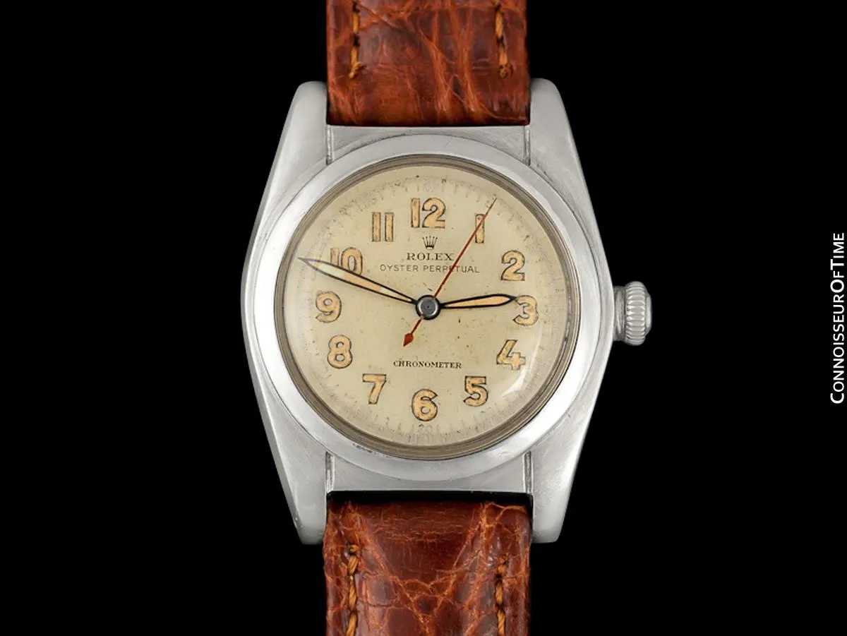 1946 Rolex Vintage Mens WWII Era Bubbleback, Ref. 2940, Stainless Steel - Very Fine & Rare