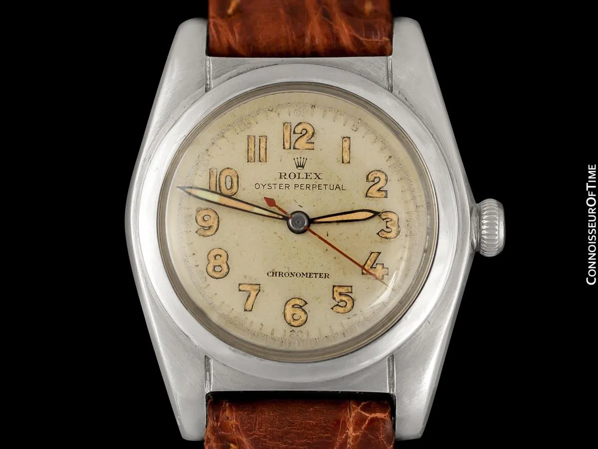 1946 Rolex Vintage Mens WWII Era Bubbleback, Ref. 2940, Stainless Steel - Very Fine & Rare