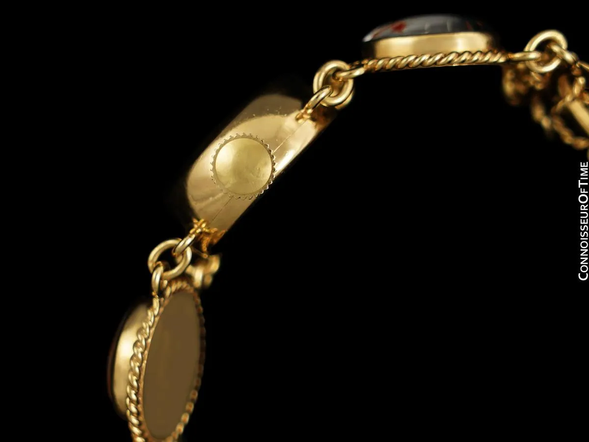 1950's Cresarrow like Tiffany / Girard Perregaux Vintage Ladies Nautical Bracelet Watch - 14K Gold & Essex Crystal