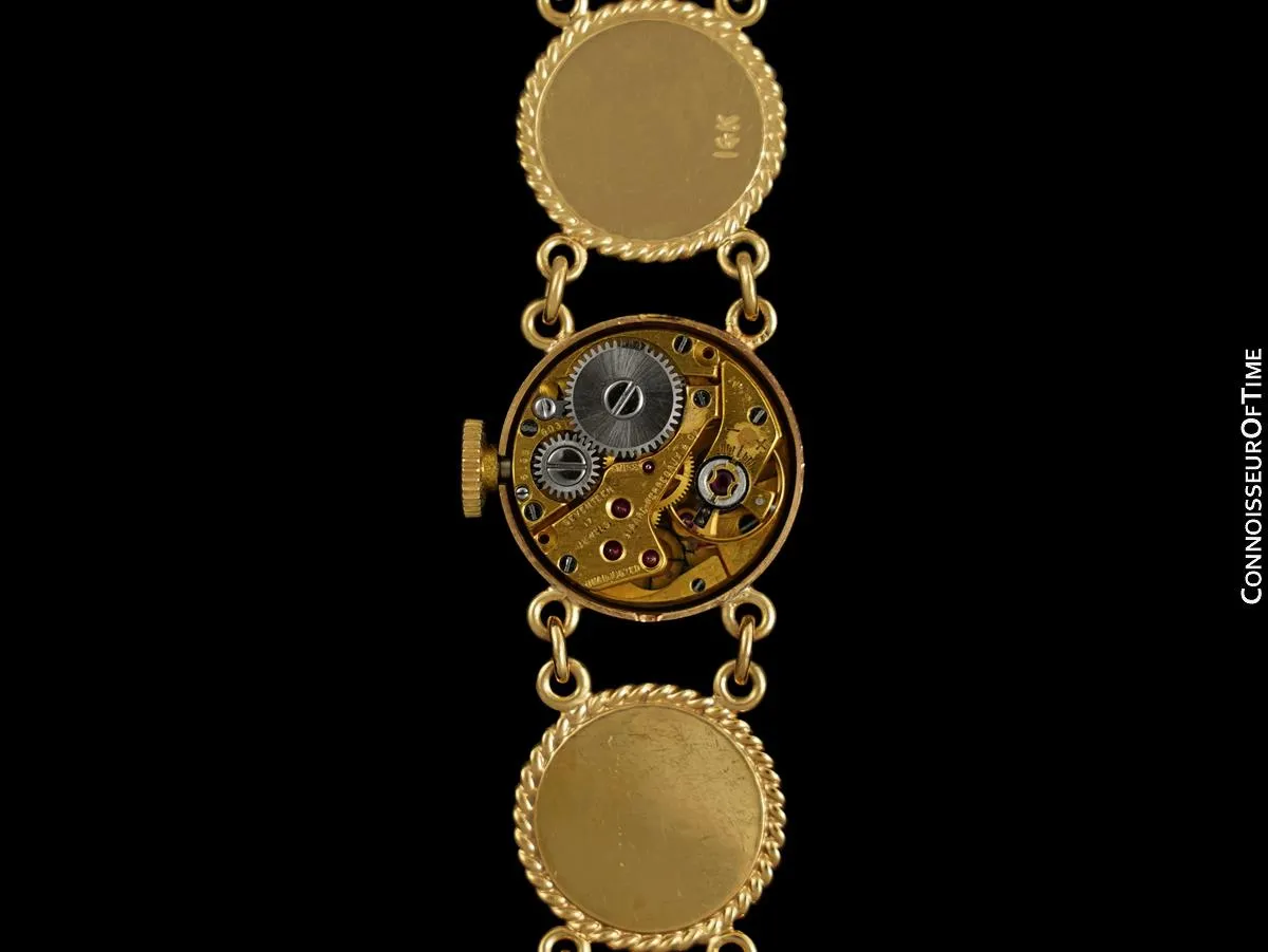 1950's Cresarrow like Tiffany / Girard Perregaux Vintage Ladies Nautical Bracelet Watch - 14K Gold & Essex Crystal