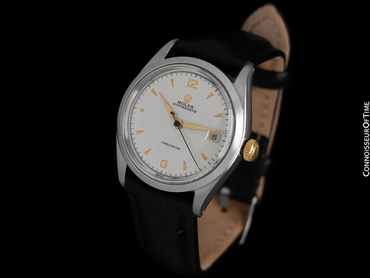 1952 Rolex Oysterdate Vintage Mens Handwound Watch with Red Date - Stainless Steel & 18K Gold