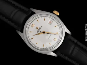 1952 Rolex Oysterdate Vintage Mens Handwound Watch with Red Date - Stainless Steel & 18K Gold