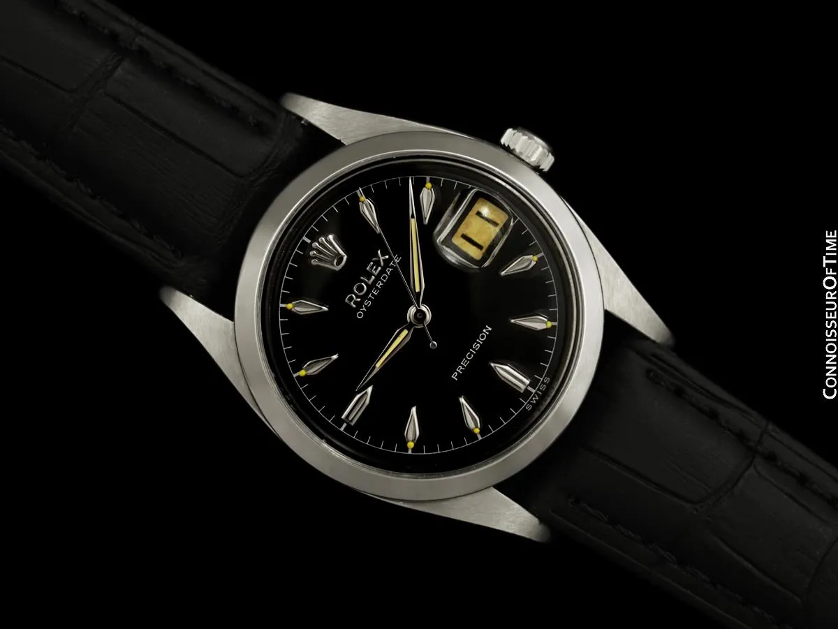 1956 Rolex Oysterdate Vintage Mens Handwound Watch with Red & Black Roulette Date - Stainless Steel