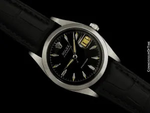 1956 Rolex Oysterdate Vintage Mens Handwound Watch with Red & Black Roulette Date - Stainless Steel